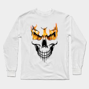 Skull on Fire, Edgy Artwork for a Daring Look Long Sleeve T-Shirt